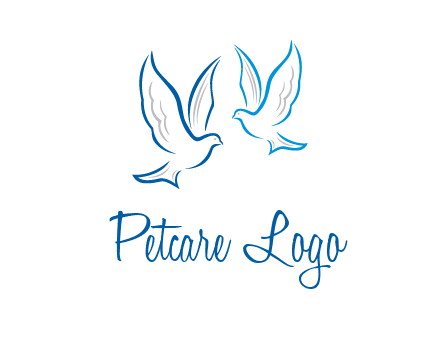 outline of doves facing each other animal logo