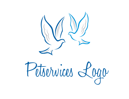 outline of doves facing each other animal logo
