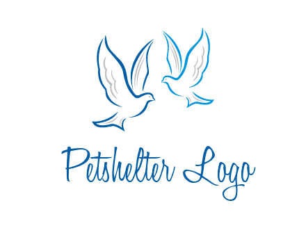 outline of doves facing each other animal logo