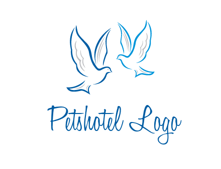 outline of doves facing each other animal logo