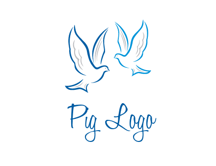 outline of doves facing each other animal logo