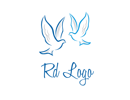 outline of doves facing each other animal logo