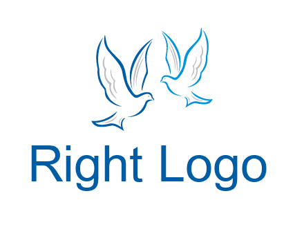 outline of doves facing each other animal logo