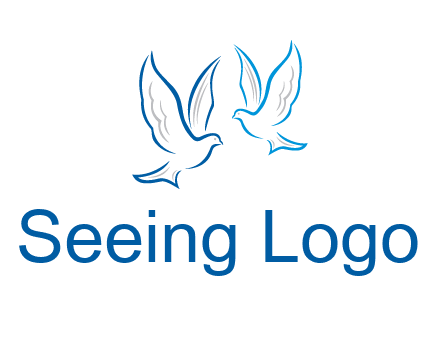 outline of doves facing each other animal logo