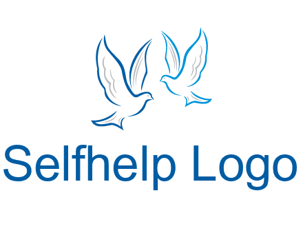 outline of doves facing each other animal logo