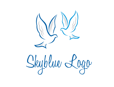 outline of doves facing each other animal logo