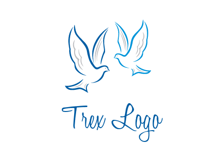 outline of doves facing each other animal logo