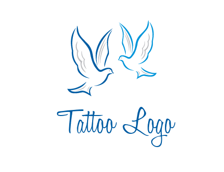 outline of doves facing each other animal logo