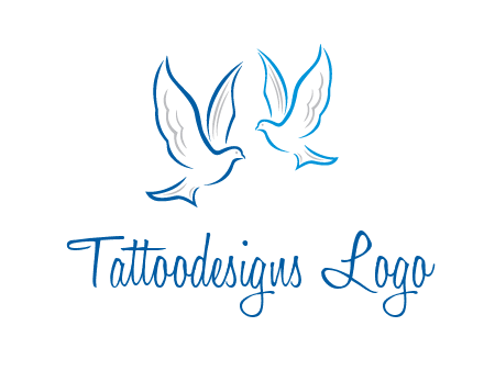outline of doves facing each other animal logo