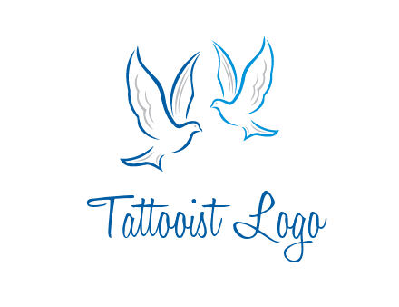 outline of doves facing each other animal logo