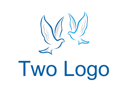 outline of doves facing each other animal logo
