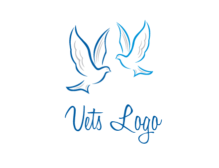 outline of doves facing each other animal logo