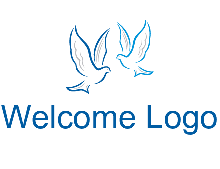 outline of doves facing each other animal logo