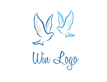 outline of doves facing each other animal logo