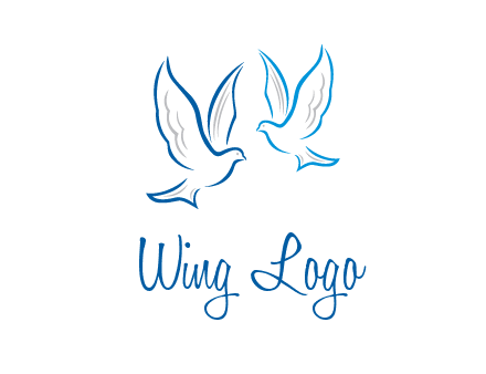 outline of doves facing each other animal logo