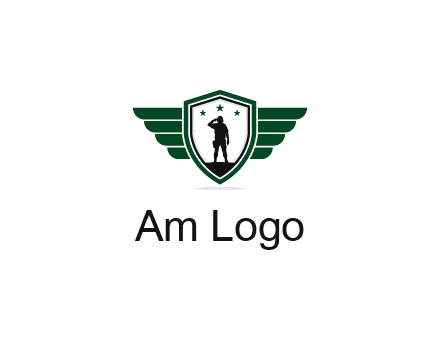 badge with a military man saluting