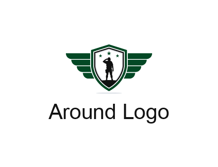 badge with a military man saluting