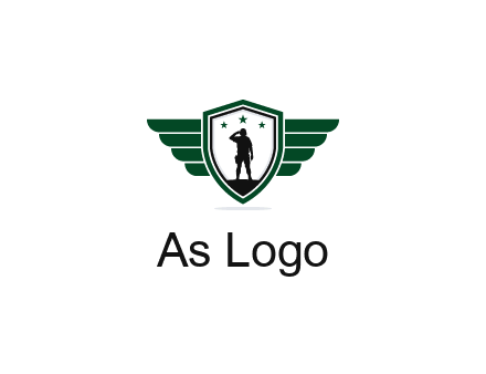 badge with a military man saluting