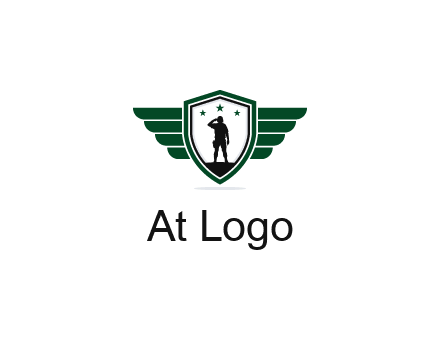 badge with a military man saluting