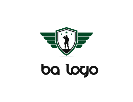 badge with a military man saluting
