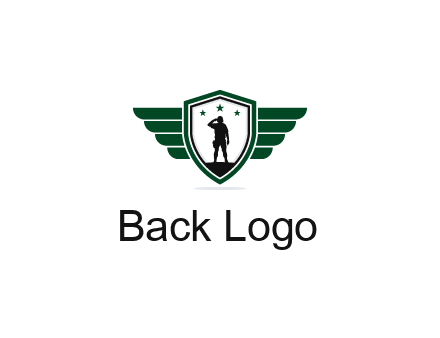 badge with a military man saluting