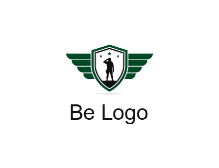 badge with a military man saluting