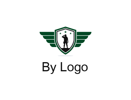 badge with a military man saluting