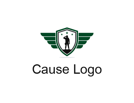 badge with a military man saluting