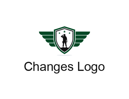 badge with a military man saluting