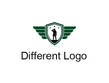 badge with a military man saluting