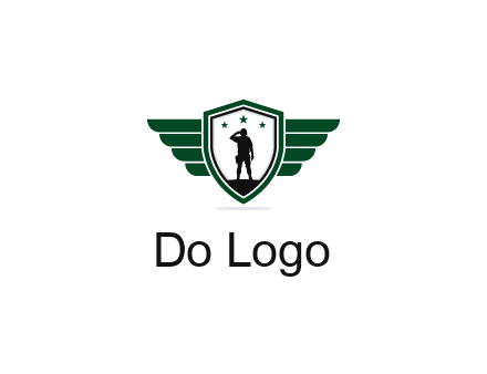 badge with a military man saluting
