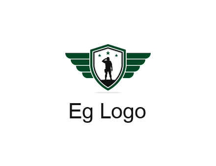 badge with a military man saluting