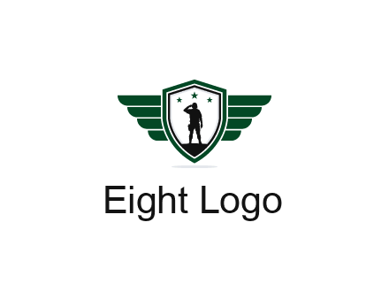 badge with a military man saluting