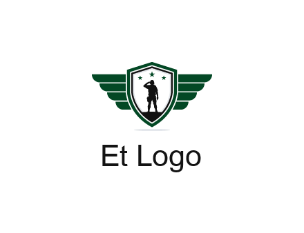 badge with a military man saluting
