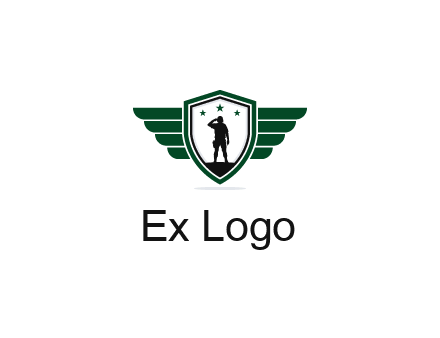 badge with a military man saluting
