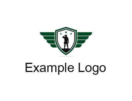 badge with a military man saluting