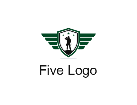 badge with a military man saluting