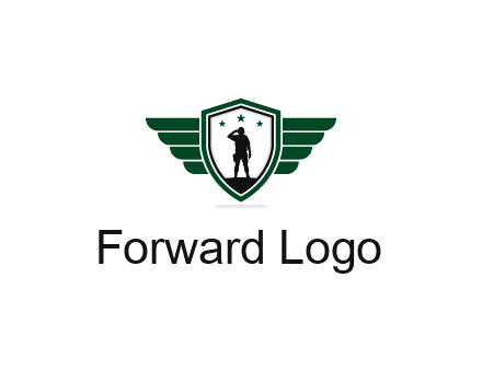 badge with a military man saluting