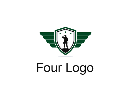 badge with a military man saluting