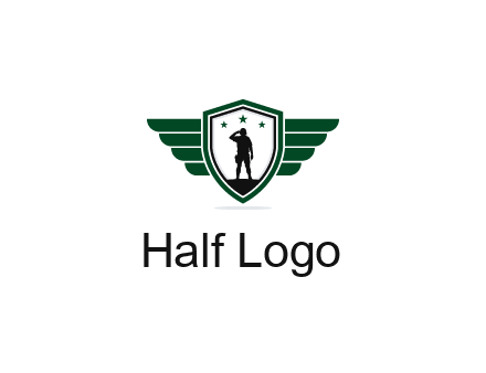 badge with a military man saluting