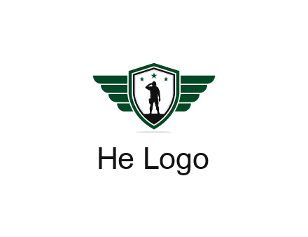 badge with a military man saluting