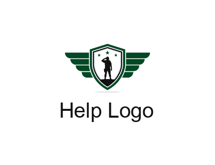 badge with a military man saluting