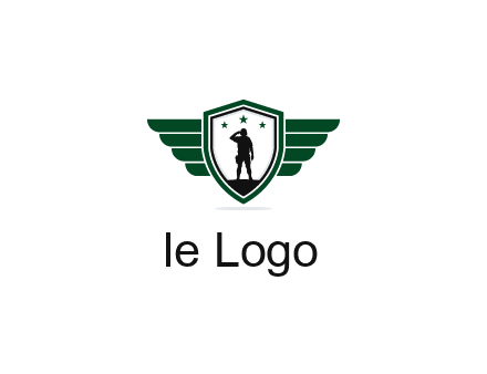 badge with a military man saluting