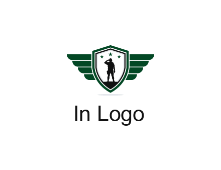 badge with a military man saluting