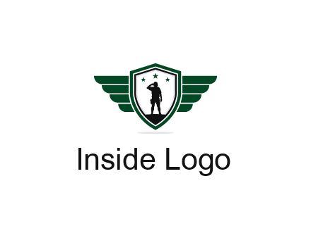 badge with a military man saluting