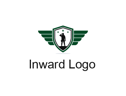 badge with a military man saluting