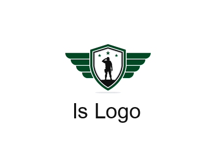 badge with a military man saluting