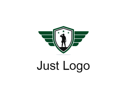 badge with a military man saluting