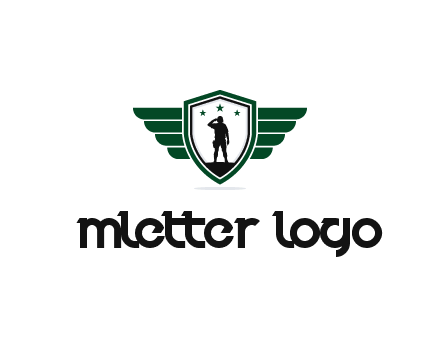 badge with a military man saluting