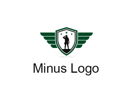 badge with a military man saluting